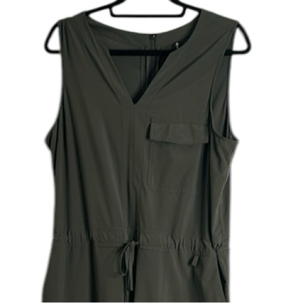 Athleta Topanga wide leg jumpsuit olive green size L Y neck - Picture 10 of 14